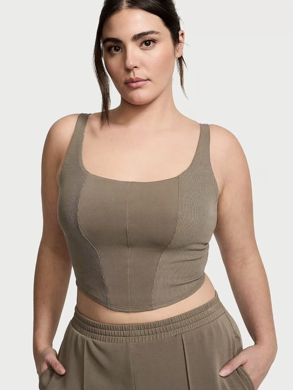 VICTORIA'S SECRET Featherweight Knit Tank Top - TERRA OLIVE